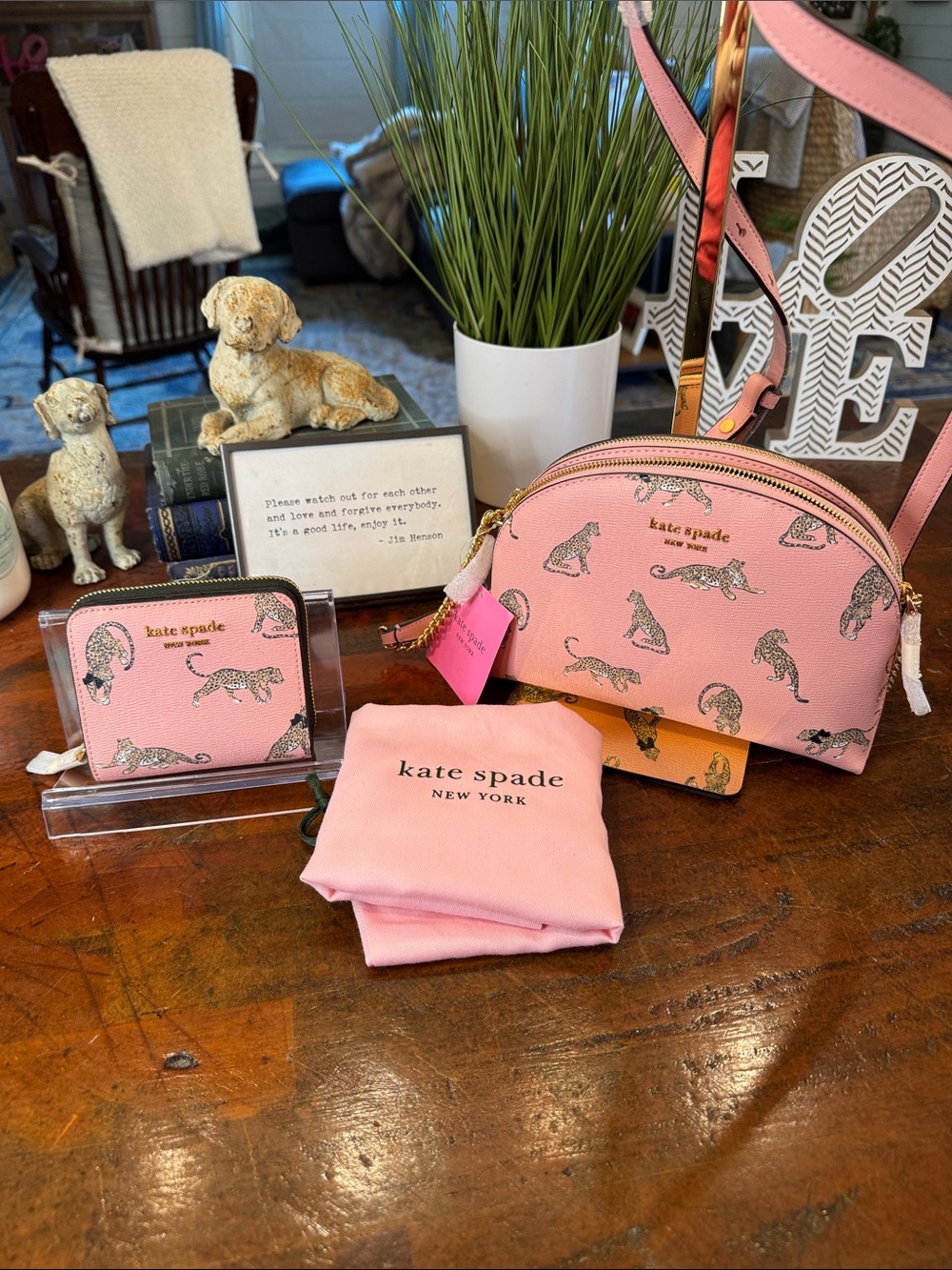 kate spade Pink Leopard Print Crossbody Bag & Wallet Set
